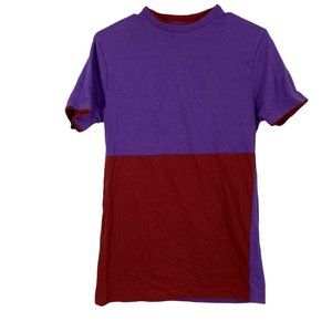 Blue Gear Womens Purple Colorblock Short Sleeves Crew Neck Pullover T Shirt Sz S